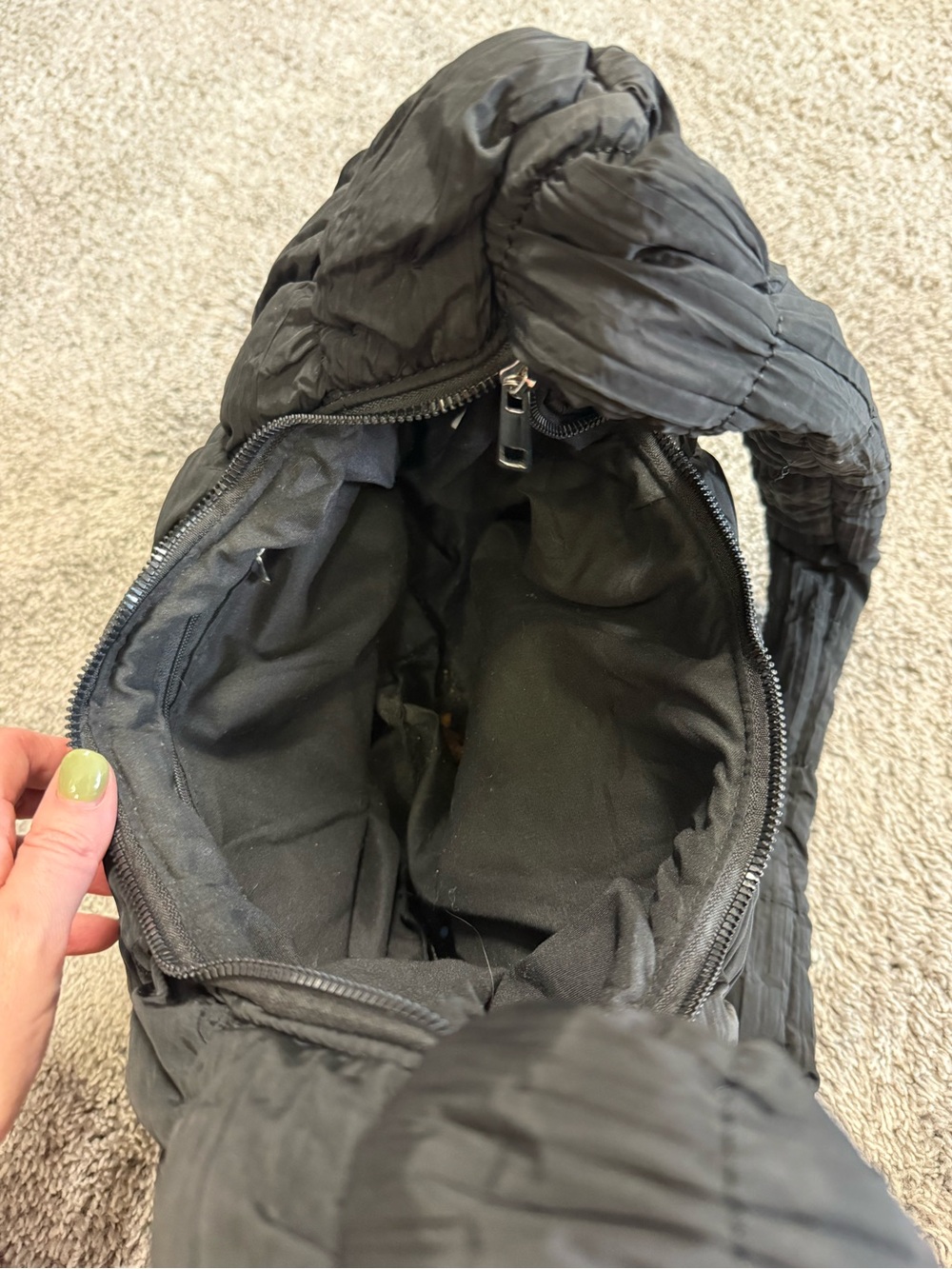 Black Textured Shoulder Half Moon Ripple Bag - Picture 4 of 4